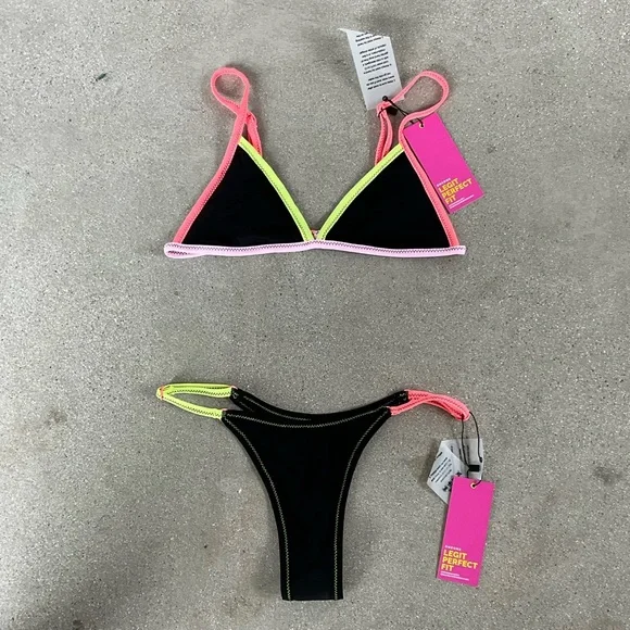 OneOne Ally Bikini | Bottom XS - Top S | Multi-colored block lining | w/ tags - Picture 4 of 4